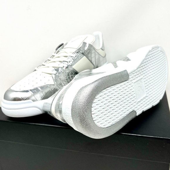 GIUSEPPE ZANOTTI Birel Vague Bianco White & Silver Croc Leather Mens Sneakers main image 7